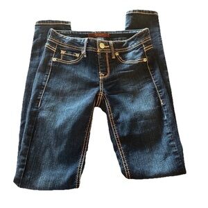 Domaine Brand Women’s Jeans NWOT SZ XS DARK BLUE HEAVY CONTRAST STITCHING Y2K